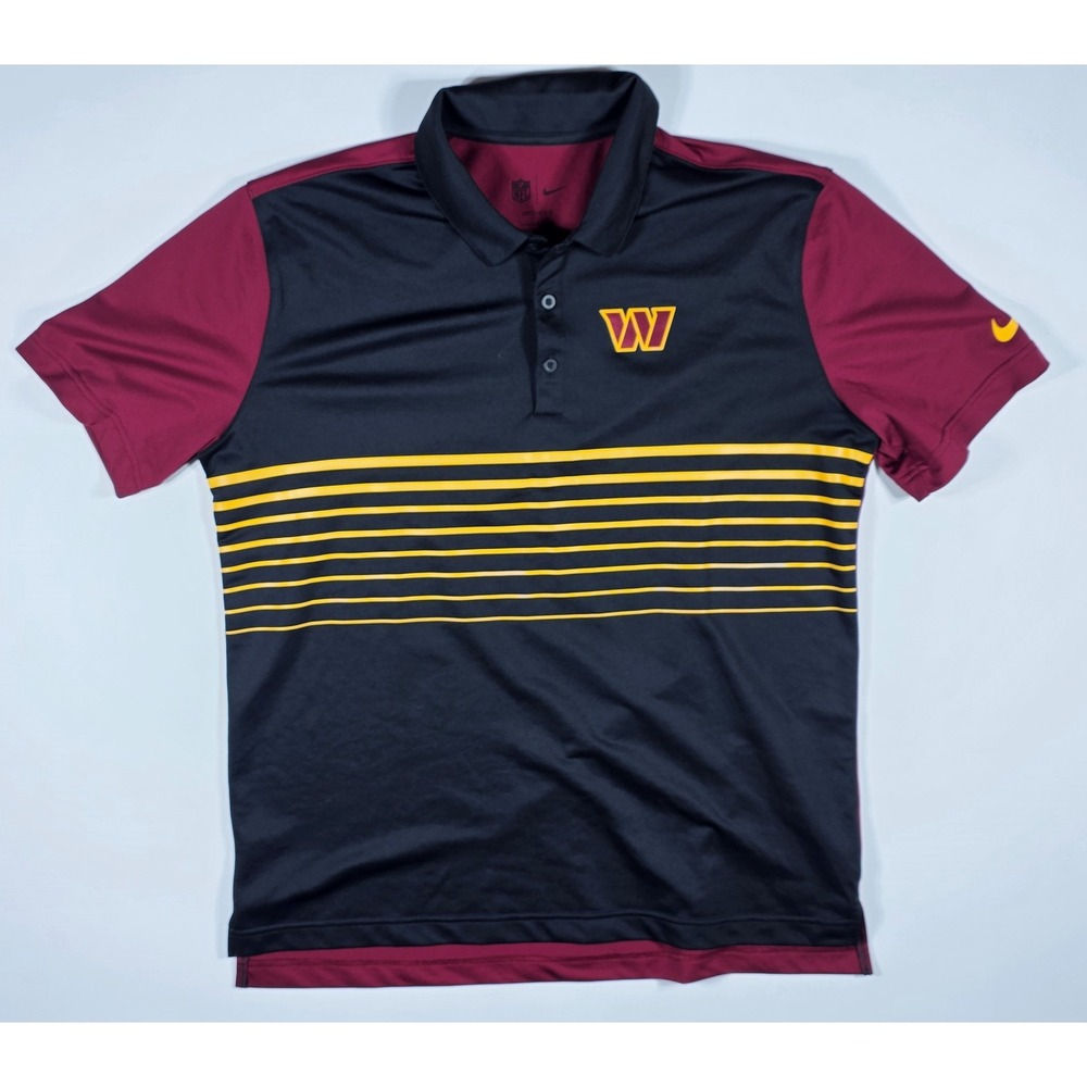 Nike Washington Commanders NFL Dri-FIT Polo Shirt Mens Large Black Burgundy Gold